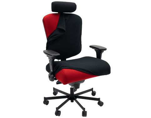 an office chair with a covering on it